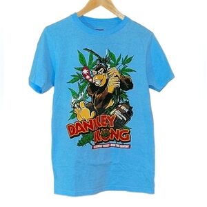 Rasta Dankey Kong Donkey Kong Strain Blue Gamer T-Shirt, Size Small
